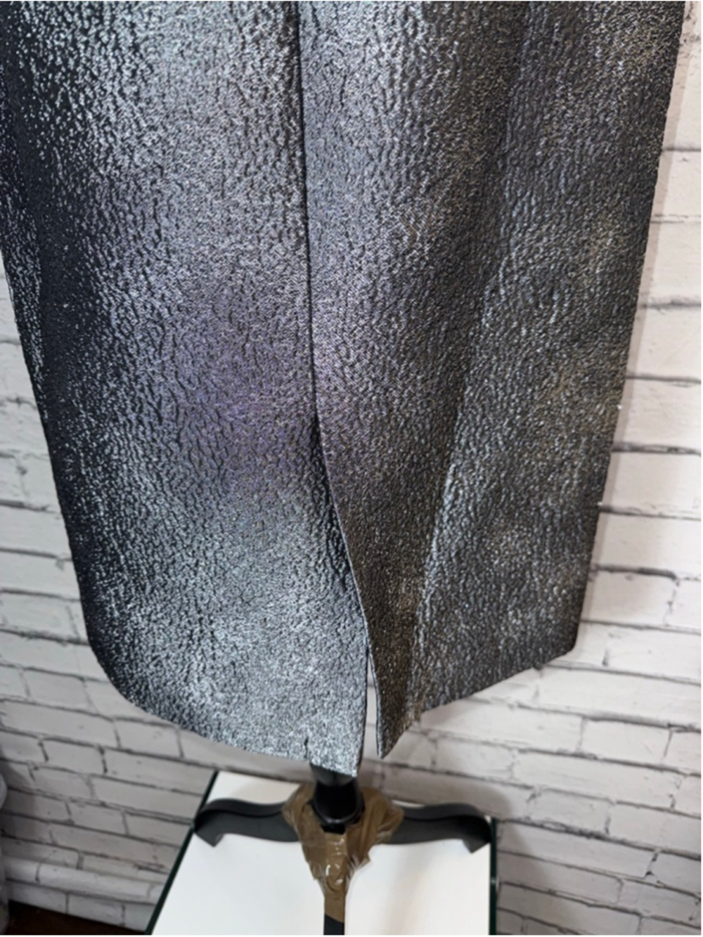 Women's Antonio Berardi Dress Silver Metallic Sheath Modern Size 6 (EU 42) NWT - Picture 11 of 16